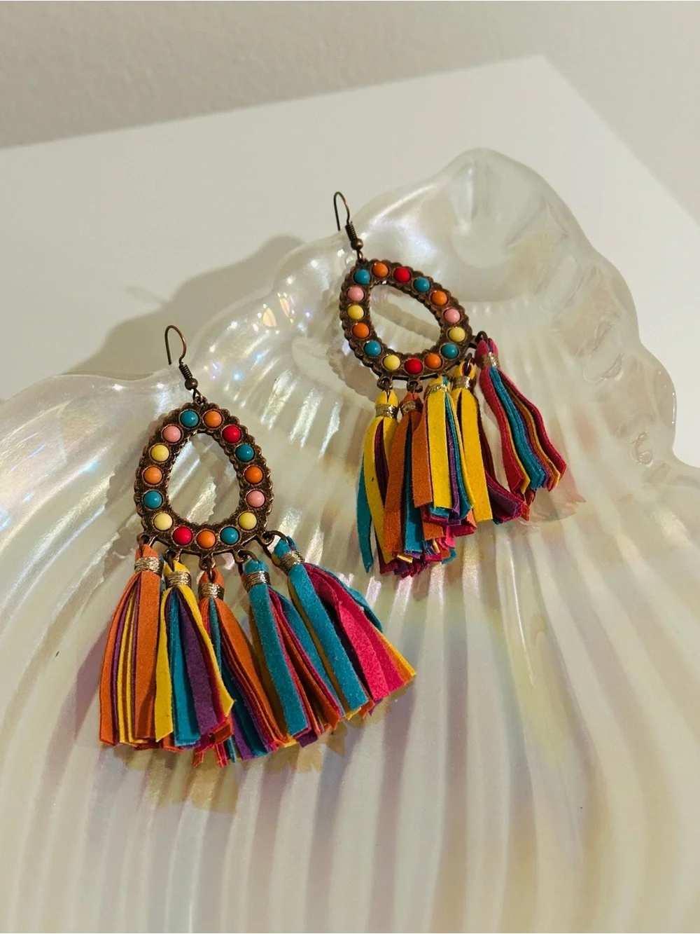 Boho Multicolor Tassel Drop Earrings